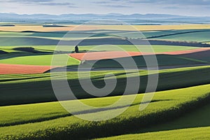 Panorama background of fields and meadows in different seasons ai generated