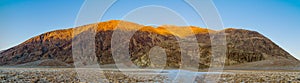 Panorama of Badwater sunset in Death Valley