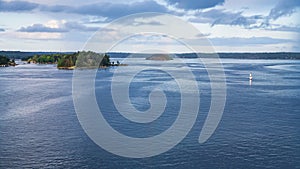 Panorama of Baltic Sea with green island