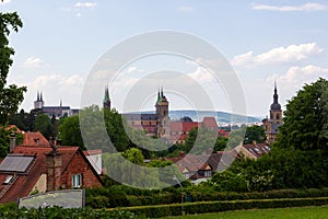 Panorama of Bamberg cityscape with Bamberg Cathedral (Bamberger Dom) in Bamberg, Upper Franconia, Bavaria, Germany