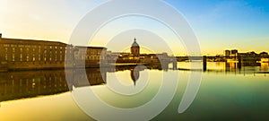 Panorama of the banks of the Garonne at sunset, in Toulouse, Occitanie, France photo