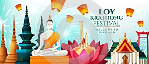 Panorama banner celebrating Loy Krathong