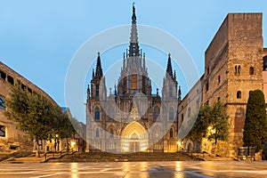 Panorama of Barcelona Cathedral of the Holy Cross and Saint Eula