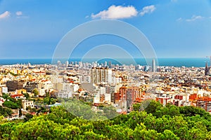 Panorama on Barcelona city from Montjuic castle.