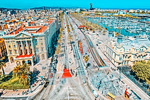 Panorama of Barcelona from the monument to Christopher Columbus