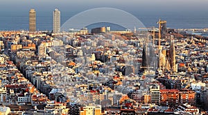 Panorama of Barcelona with Sagrada Familia photo