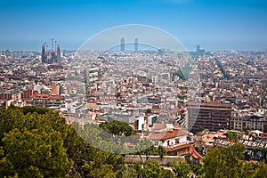 Panorama of barcelona and sagrada familia photo