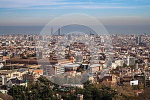 Panorama of Barcelona, Spain.