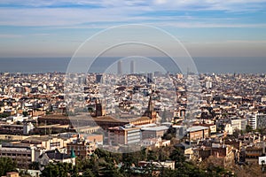 Panorama of Barcelona, Spain.