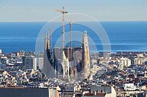 Panorama of Barcelona, Spain.