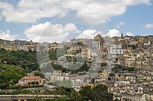 Panorama of baroque city upper Ragusa, Sicilia, Italy photo