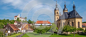 Panorama basilica and castle in Goessweinstein Franconian Switzerland Germany