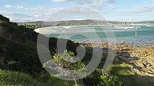 Panorama of Batemans Bay at sunset in the summer, Australia