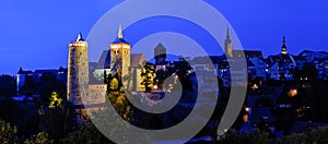 Panorama with Bautzen at night