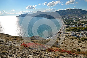 Panorama Bay on the Black sea coast in Crimea, Sudak