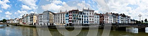 Panorama of Bayonne embankment on Nive river