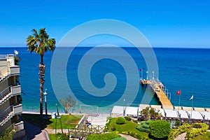 Panorama of beach at Kemer, Antalya, Turkey