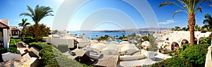 Panorama of the beach at luxury hotel