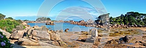 Panorama of the beach of Ploumanach in Perros-Guirec, CÃ´tes d`Armor, Brittany France