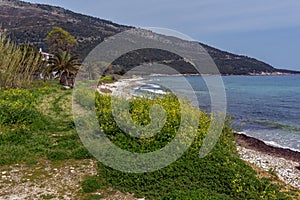 Panorama of beach at Thassos island, East Macedonia and Thrace, Greece