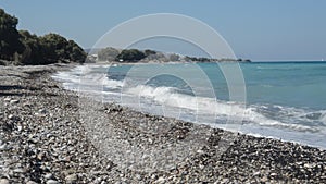 Panorama beach of Theologos town on Rhodes island in Greece