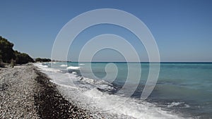 Panorama beach of Theologos town on Rhodes island in Greece