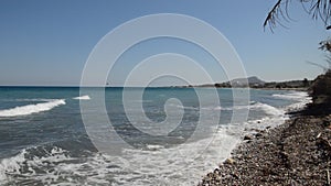 Panorama beach of Theologos town on Rhodes island in Greece