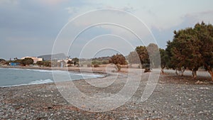 Panorama beach of Theologos town on Rhodes island in Greece