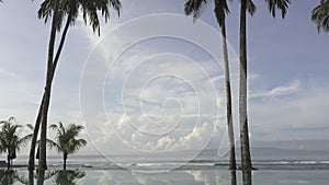 Panorama of the beach of the tropical resort, Bali, Indonesia.