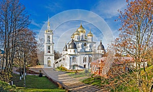 Panorama of the beautiful orthodox cathedral in Dmitrov, Russia