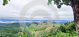 Panorama of beautiful view on hills