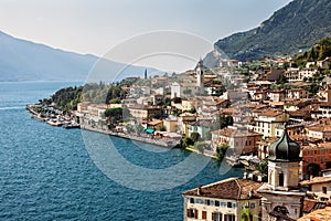 Panorama of beautiful village Limone sul Garda, Italy