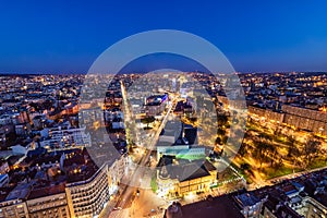 Panorama of Belgrade at night.