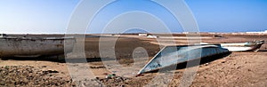 Panorama of Berbera port and beach with boats Somalia