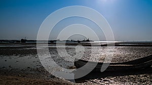 Panorama of Berbera port and beach with boats Somalia