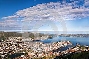 Panorama of Bergen from Floyen in Norway