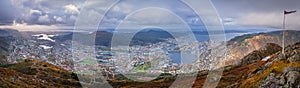 Panorama of Bergen town seen from above