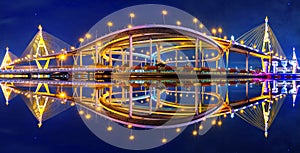 Panorama of Bhumibol suspension Bridge.