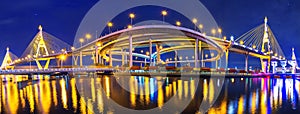 Panorama of Bhumibol suspension Bridge.