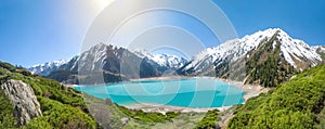 Panorama of Big Almaty Lake, Kazakhstan