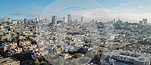 Panorama aerial view Russian Hill neighborhood in San Francisco, CA, USA photo