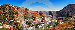 Panorama of Bisbee and the Mule Mountains in Arizona