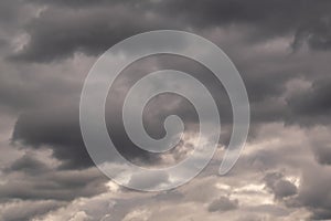 panorama of black sky background with storm clouds. thunder front