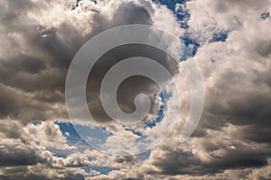 panorama of black sky background with storm clouds. thunder front