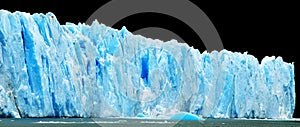 Panorama of blue icebergs isolated on black. photo