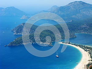 Panorama of blue lagoon and beach oludeniz turkey