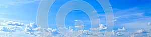 Panorama of blue sky background and white clouds in sunny day