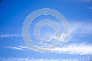 Panorama of blue sky with feathery clouds