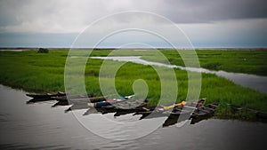 Panorama with Boats on the Nokoue lake, Benin