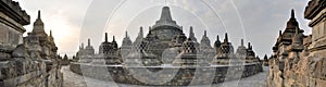 Panorama of Borobudur Temple on Java island